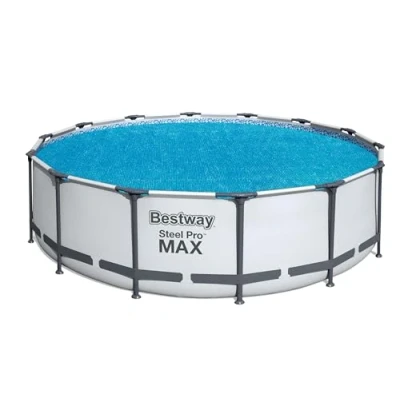 Imagen de BESTWAY 58252 Cobertor Solar para Piscina Desmontable Ø427 cm Redonda Protege y Calienta el Agua PVC Resistente a los Rayos UV Fácil de Instalar Almacenar