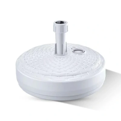 Imagen de GARDENIX Base de Sombrilla Redondo Blanco con Aspecto ratán plástico rellenable Arena, Agua, Grava para jardín, Playa, terraza, paragüero