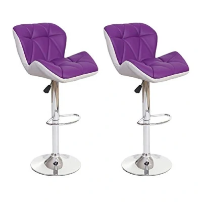 Imagen de Mendler HWC A92 Taburetes de bar (2 unidades, altura regulable, piel sintética), color morado