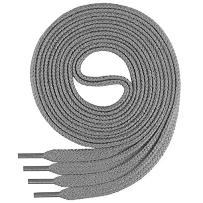 Imagen de Di Ficchiano Cordones planos de algodón 100% para zapatillas y calzado deportivo, muy resistentes, aprox. 7 mm ancho, 45 200 cm longitud, fabricado en Europa, Unisex, gris, 140
