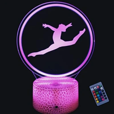 Imagen de Ilusión óptica 3D Gimnasia Luz de Noche 16 Colores que Cambian Control Remoto USB Poder Touch Switch Decor Lámpara LED Mesa Niños Juguetes Cumpleaños Navidad Regalo