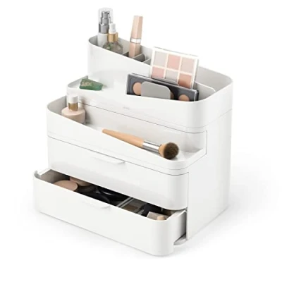 Imagen de Umbra Glam Organizador de cosméticos modular con 3 cajones y separadores extraíbles, color blanco