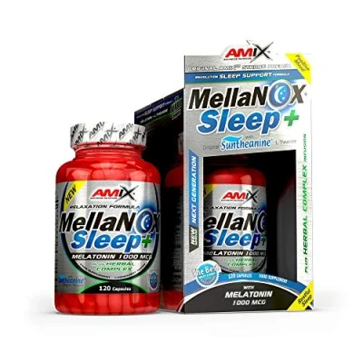 Imagen de Amix MellaNOX Sleep Plus 120 Caps contiene melatonina, que contribuye a disminuir el tiempo necesario para conciliar sueño.