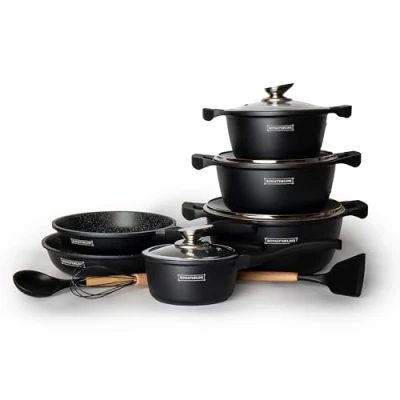 Imagen de Juego de utensilios cocina con revestimiento mármol_60 x 37 43 cm