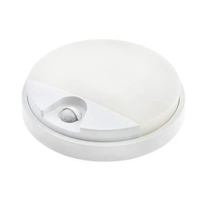 Imagen de HUBER lámpara de pared LED con detector movimiento, 140, 10 W, 957 lm, IP54, sensor interior, redonda, color blanco