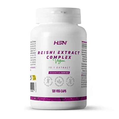 Imagen de HSN Reishi Puro 15000 MG Ganoderma lucidum 120 Cápsulas Vegetales con 30% Polisacáridos, 20% Betaglucano, 2% Triterpenos 15x Veces Más Concentrado No GMO, Vegano, Sin Gluten