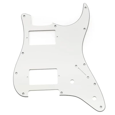 Imagen de Musiclily Pro 11 Agujeros Golpeador ST Guitarra HH Pickguard Con para 2 Humbucker Cubierto Potenciómetros Eléctrica tipo Fender Squier Strat, 3 capas Blanco