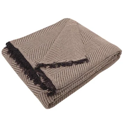 Imagen de MERCURY TEXTIL Colcha Multiusos Sofa,Manta Foulard,Plaid para Cama,Cubresofa Cubrecama,jarapas,Comoda Practica y Suave. Poliester Algodón (230 x 260cm, Espiga Camel Cafe)