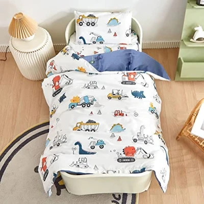 Imagen de Ropa de cama infantil 100 x 135 cm, 100% algodón, con cremallera, diseño dinosaurios, multicolor