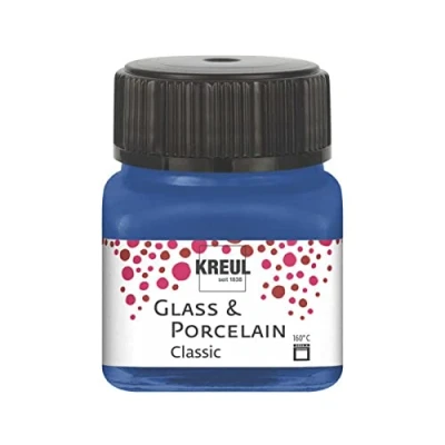 Imagen de KREUL 16218 Vidrio Azul clásico, en Bote, Pintura Brillante al Agua para y Porcelana, de Secado rápido, Opaca, Color Cobalt Blue, 20 ml (16218)