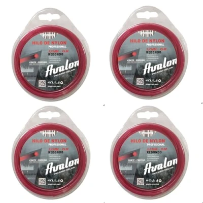 Imagen de Avalon Pack 4 Hilos Redondo de Nylon Universal para Desbrozadora y Cortacésped (2,7 mm x 15 m) Alta Durabilidad Rendimiento Óptimo en Las tareas desbroce