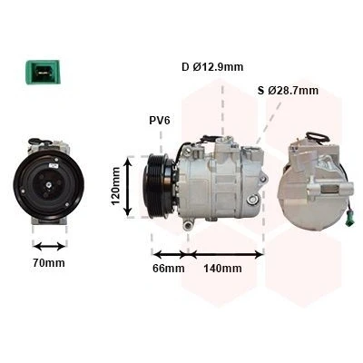 Imagen de VAN WEZEL 0300K150 Compresor de Aire Acondicionado 7SBU16C 12 PAG 46 R 134 a VOLKSWAGEN: Passat B5 GP Berlina, Variant