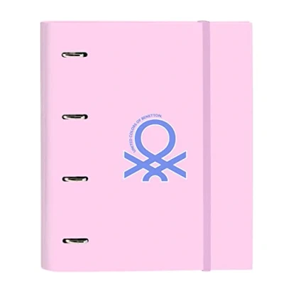 Imagen de Safta BENETTON Pink Carpeta 4 Anillas de 35 cm con 100 Hojas A4, Ideal para Niños Diferentes Edades, Cómoda y Versátil, Calidad Resistencia, 27x3.5x32 cm, Color Rosa claro