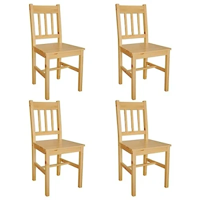 Imagen de vidaXL 4 sillas de Comedor Hechas Madera Pino, Color Natural