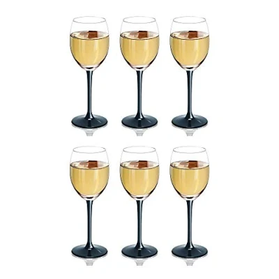 Imagen de SOLAVIA Lot de 6 verres à vin en verre transparent 330 ml, H 20 cm, avec pied noir