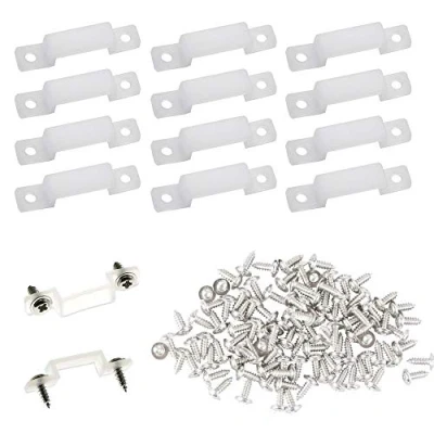 Imagen de 100 Piezas Clips de Tira Luz,Hebilla Fijación Barra Luz LED, Clip Soporte Montaje con 200 Tornillos (Tamaño: 12 mm, 3528 5050 1210 LED RGB)
