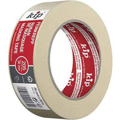 Imagen de Kip MASKING TEC crepé fino Cinta 36 mm x 50 m adhesiva impregnada para interiores Bonitos bordes de color Alta fuerza Resistente al desgarro y flexible