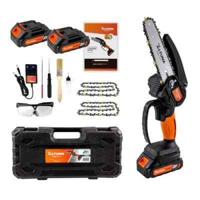 Imagen de Altuna Motosierra a Batería 21V con Cadena de Titanio 800W Potencia Capacidad Corte 150mm Incluye 2 Baterías Litio Ligera y Compacta Maletín Accesorios Incluidos AF 150