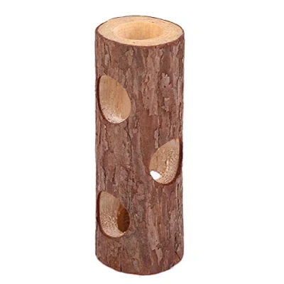 Imagen de Zetiling Hamster Ejercicio Túnel, Ratón de Madera Tubo Juguete Bosque Hollow Árbol Tronco Animal Túnel Masticar para Conejo Hurón Hamaca Guinea(# 1)