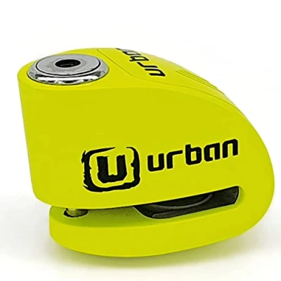 Imagen de Urban UR906X Candado Moto Disco Alarma 120dB Hi Tech X2 ON, Remplazable Impermeable, Pila CR2, Cable Recordatorio, Antirrobo Pinza Freno 6mm Universal para Motos Scooter Bicicleta Electrica Patinete