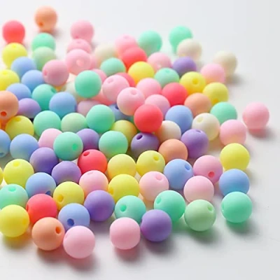 Imagen de HERZWILD perlas para enhebrar aprox. 400 cuentas mate manualidades, 10 mm, multicolor, acrílicas, sintéticas la fabricación de joyas, pulseras collares (10 mm/400 unidades)