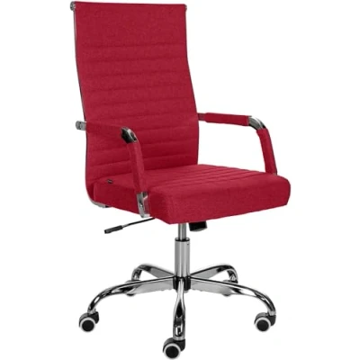 Imagen de CLP Silla De Oficina Amadora En Polipiel o Tela I Ejecutiva con Ruedas &amp; Reposabrazos Escritorio, Color:Rojo, Material:Tela