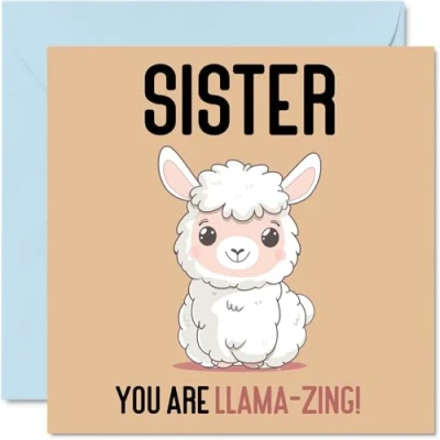 Imagen de tarjetas de cumpleaños para hermana, llama Zing, divertida tarjeta feliz hermana hermano, regalos hermanos, felicitación broma 145 mm x