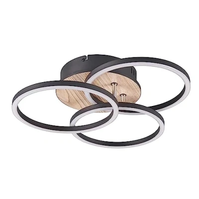 Imagen de Reality Leuchten Plafón LED Circle 3 luces control remoto madera