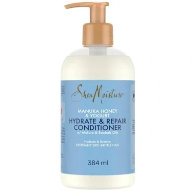 Imagen de Shea Moisture Acondicionador hidratante y reparador de miel yogur Manuka, con aceites maafura baobab, para hidratar restaurar el cabello extremadamente seco, frágil, 384 ml