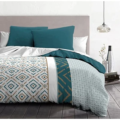Imagen de Home Linge Passion Juego de edredón Microfibra Ethno 220 x 240 cm y 2 Fundas Almohada 63 cm, Color Azul