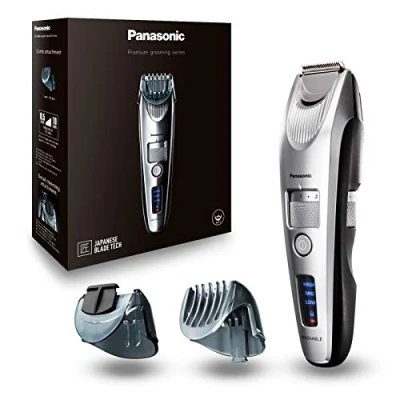 Imagen de Panasonic ER SB60 S803 Trimmer para Barba Hombres, Cortapelos Portátil Resistente Al Agua, 20 Ajustes De Longitud, 2 Accesorios, Recortador Detallado, Inalámbrico y con Cable, Soporte, Plateado
