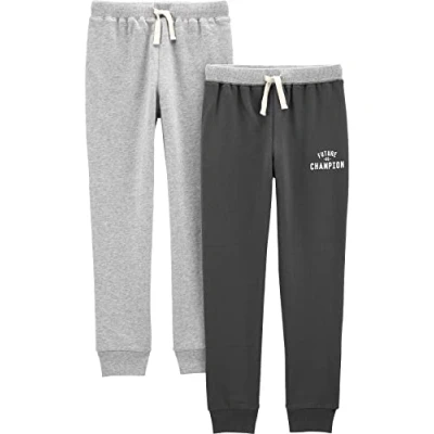 Imagen de Simple Joys by Carter&#039;s 2 Pack Athletic Knit Jogger Pants Pantalones, Gris Claro Mezcla/Gris Oscuro, 18 Meses (Pack de 2) para Bebés