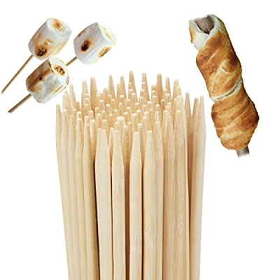 Imagen de Relaxdays Brochetas Madera Bambú, Set de 200, Pinchos Barbacoa, 90 cm, Palitos Aperitivos Largos, 5 mm, Marrón Natural