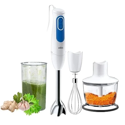 Imagen de Batidora de mano Braun Minipimer MultiQuick 3 MQ3035WH Sauce, 700 W, 2 Velocidades, accesorios, Picadora, Blanco