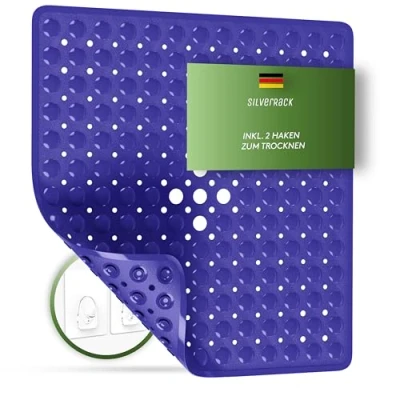 Imagen de SilverRack alfombrilla de ducha 53 x cm (morado), antideslizante, sin bisfenol A, para niños y bebés, baño resistente al moho lavable a máquina