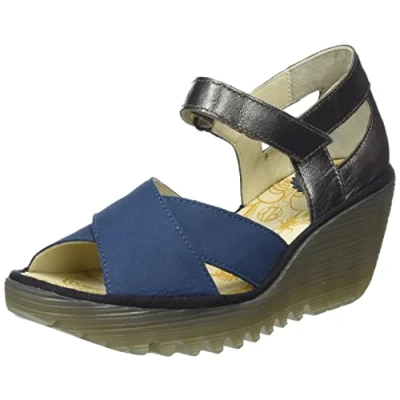 Imagen de Fly London Yent365fly, Sandalia Mujer, Azul y Gris Oscuro, 38 EU