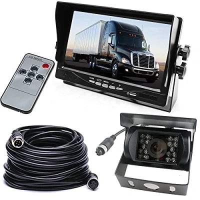 Imagen de 4pines 12V 24V vehículos Copia de Seguridad cámara Sistema 7 Inch TFT LCD HD Color Monitor +18 IR visión Nocturna Impermeable Marcha atrás Trasera para Camiones/RV/Remolque/Bus