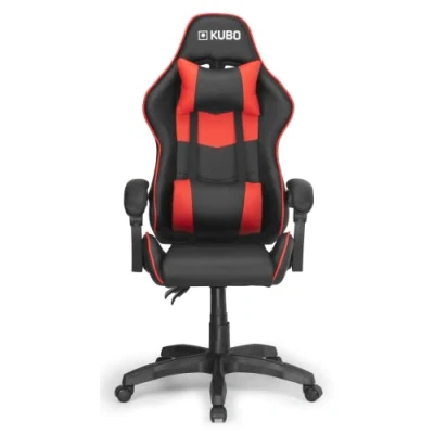 Imagen de KUBO Gaming, Escritorio, Silla Ergonómica, Altura Ajustable, 360 Giratorio y Reposabrazos Fijos, Metal, Rojo, One Size