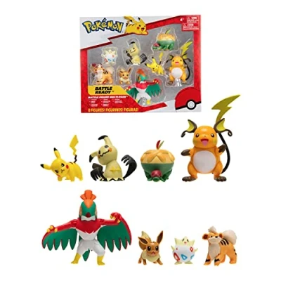 Imagen de Bandai Pokémon 8 Figuras Battle Pikachu, Evoli (Eevee), Dratatin (Appletun), Togepi, Caninos (Growlithe), Mimiqui (Mimikyu), Raichu y Brutalibrado (Hawlucha) JW2687