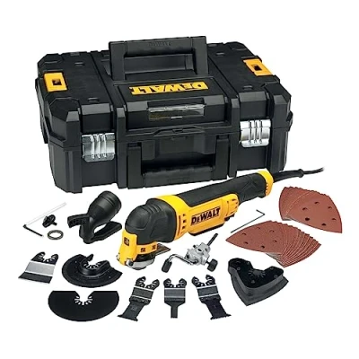 Imagen de DeWALT DWE315KT QS Multiherramienta Oscilante de 300 W, 22.000 opm, Incluye 37 Accesorios y Maletin, Negro/ Amarillo