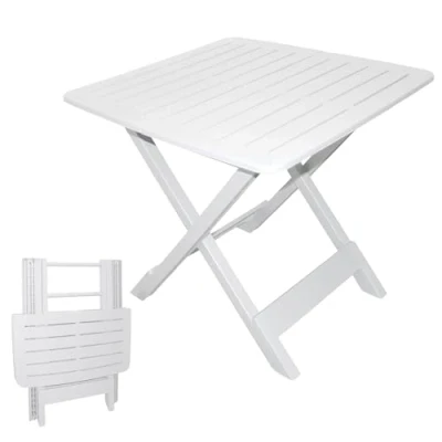 Imagen de Spetebo TEVERE Mesa plegable (80 x 72 70 cm, para jardín o camping), color blanco