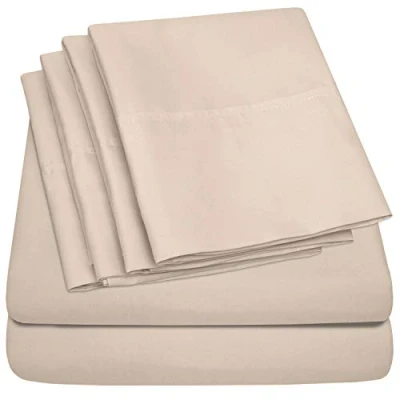 Imagen de Queen Sheets Beige 6 Piece 1500 Supreme Collection Fine Brushed Microfiber Deep Pocket Sheet Set Bedding 2 Extra Pillow Cases, Great Value, Queen,