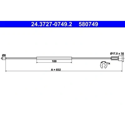 Imagen de ATE 24.3727 0749.2 Cable de Freno Mano 832 con accesorios OPEL: Corsa C Hatchback norauto, oscaro, mister auto