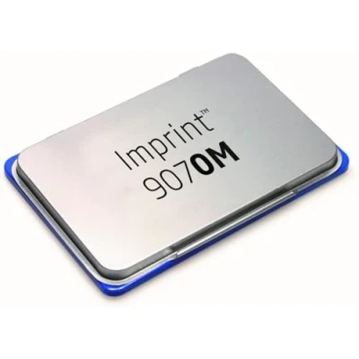 Imagen de Trodat 9070M Imprint Almohadilla empapada en tinta azul a base de agua para sellos manuales, tamaño pequeño, 69 x 47 mm, estructura metal y plástico