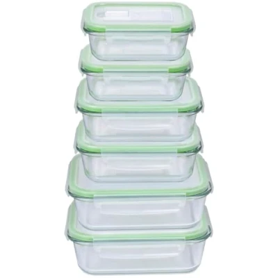 Imagen de Alpina Tarros con tapa cristal 12 piezas Recipiente de Caja almacenamiento Microondas, congelador, sobre y lavavajillas 3 tamaños