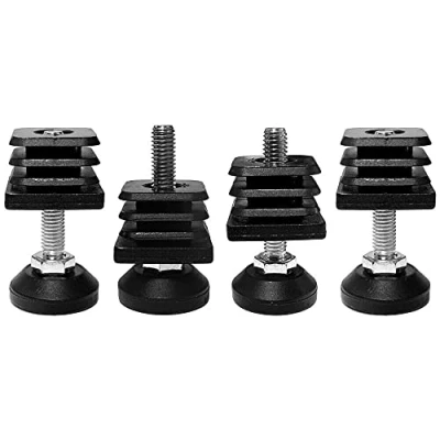 Imagen de cyclingcolors 4x Pies niveladores base circular muebles con contera cuadrada tubo cuadrado, 20mm x