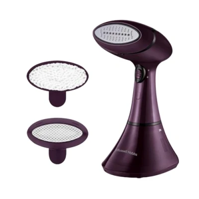 Imagen de Russell Hobbs Plancha vertical vapor [1800 W, 20 g/min] Steam Genie Colour Control (antibacteriana, suela cerámica, 2 accesorios: para tapicería y tejidos delicados, apta viajes) 27410 56