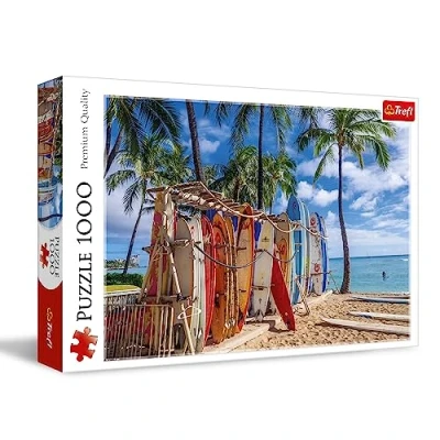 Imagen de Trefl Playa de Waikiki, Hawái Puzle 1000 Piezas Rompecabezas Moderno para Aficionados al Surf, Estados Unidos, DIY, Ocio Creativo, Entretenimiento
