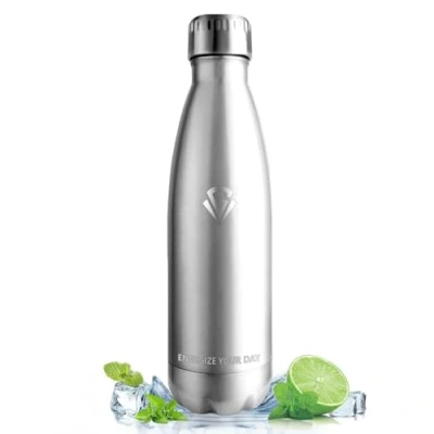 Imagen de Vikastar Botella Termica, 0.5L Sin BPA, Agua Acero Inoxidable, Reutilizable, Cantimplora, Doble Aislamiento, de para Niños, Deportes, Fitness, Inoxidable