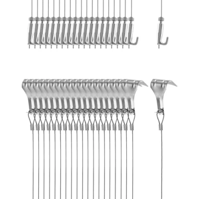 Imagen de QWORK® Alambre Colgante para Colgar Cuadros Pinturas Fotos, Cable de Acero Inoxidable 2m x Ø1.5mm con Ganchos Ajustables y Gancho Carril, 20 Piezas